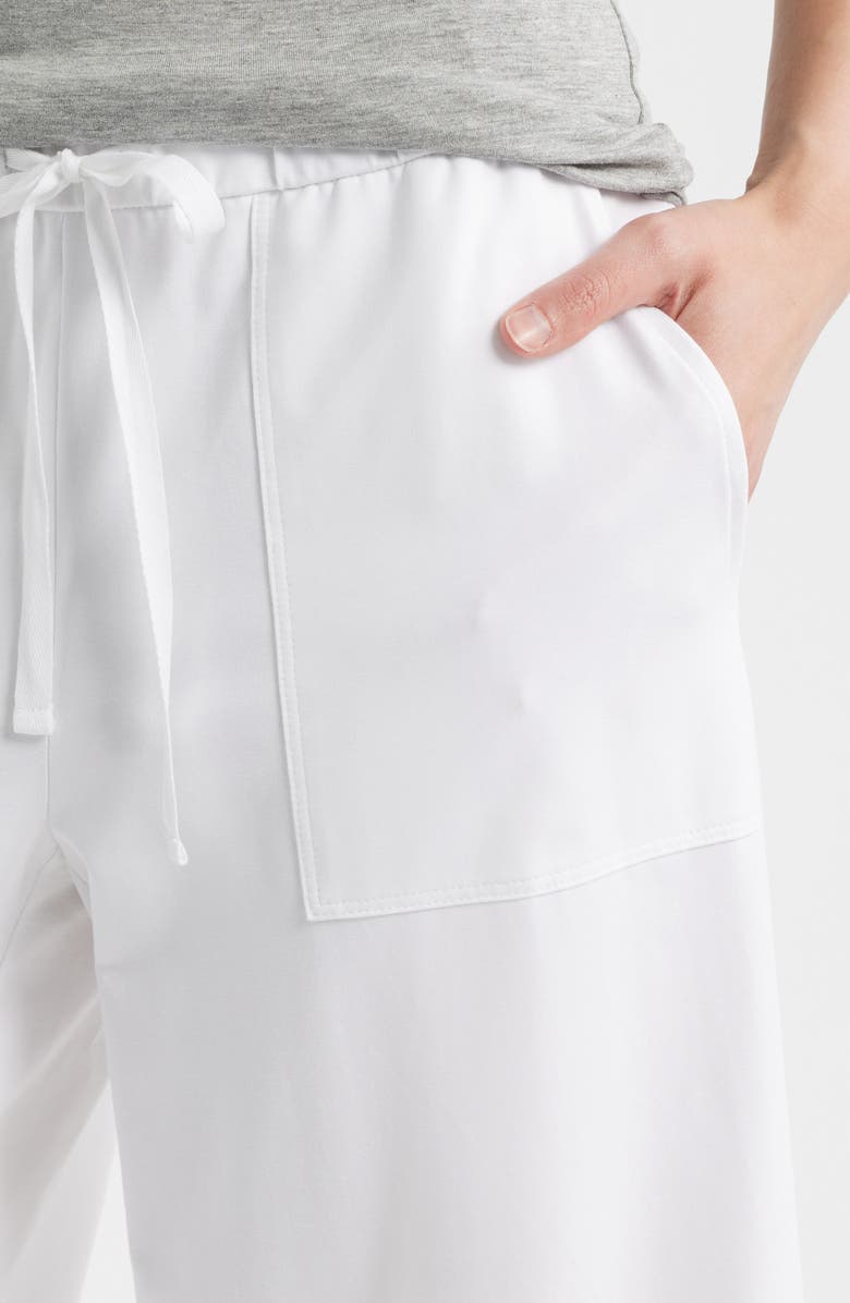 Eileen Fisher Stretch Organic Cotton Crop Wide Leg Pants, Alternate, color, White