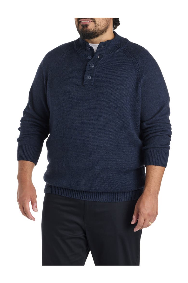 Big & Tall Mockneck Pullover Sweater, Alternate, color, DEEP NAVY HEATHER