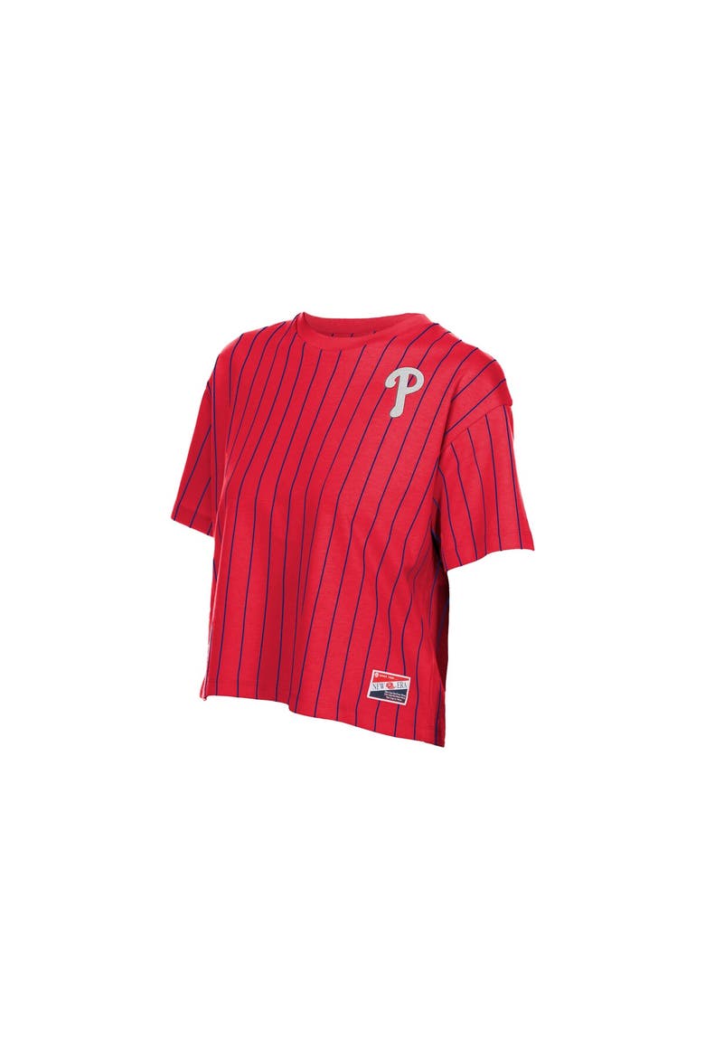 Women's New Era  Red Philadelphia Phillies Throwback Meshback Pinstripe Boxy T-Shirt, Alternate, color, Red