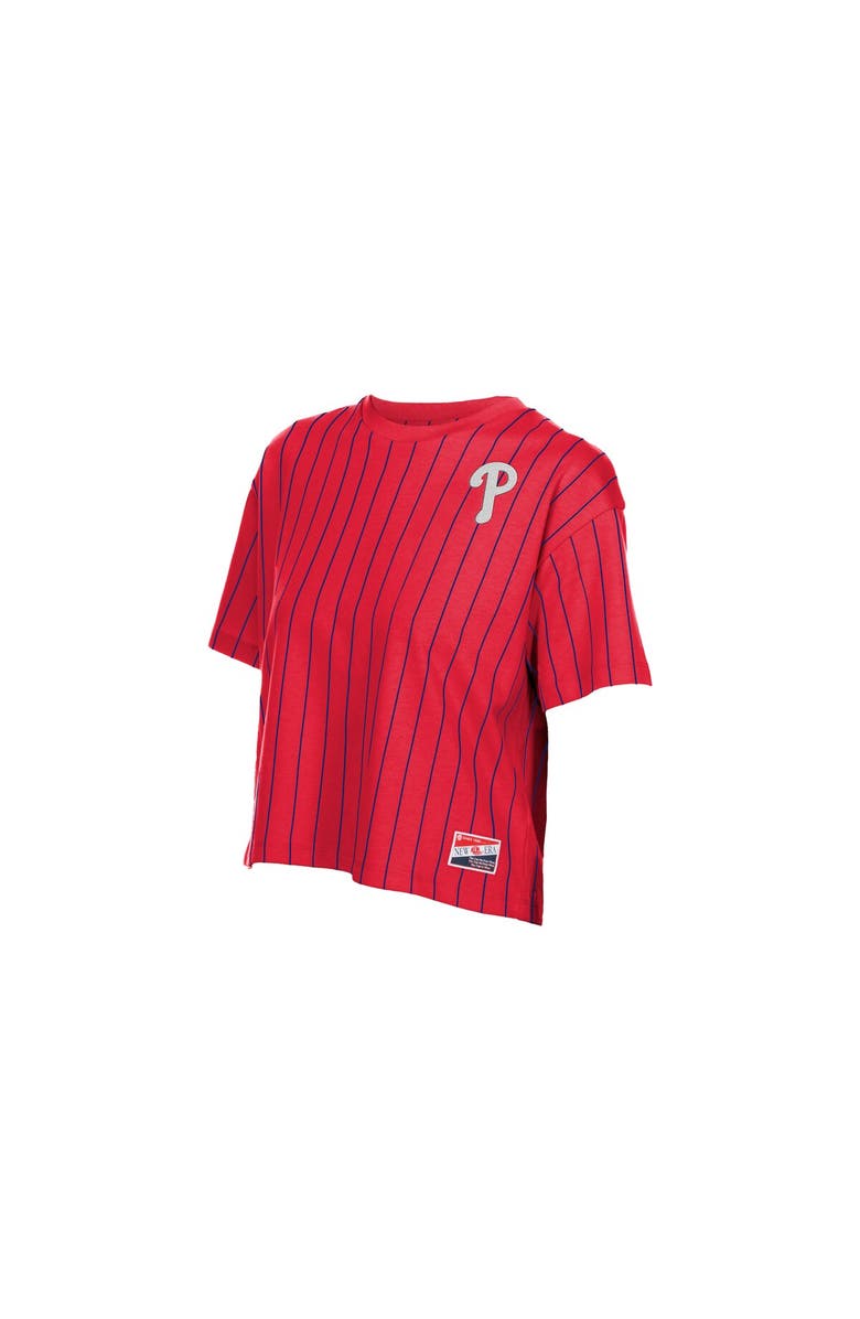New Era Women's New Era Red Philadelphia Phillies Throwback Meshback Pinstripe Boxy T-Shirt, Alternate, color,