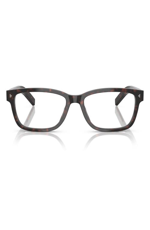 Prada 53mm Rectangular Optical Glasses In Brown Havana