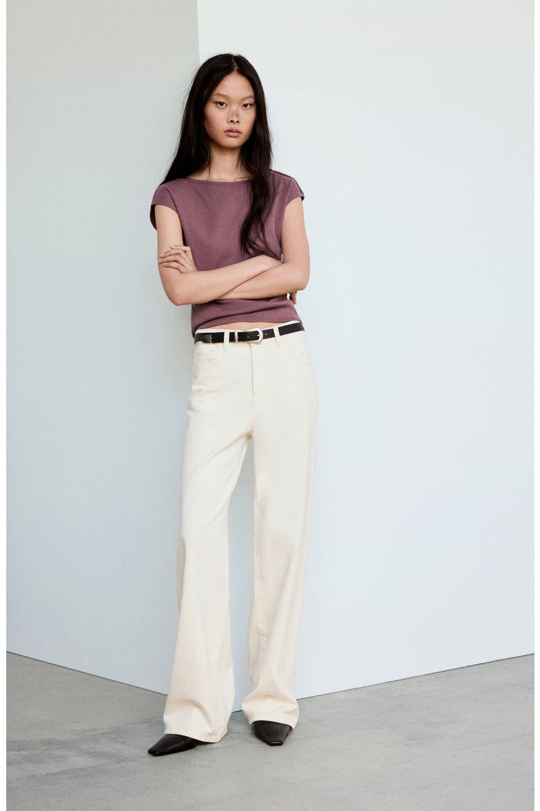 Boat Neck Cotton Tee, Alternate, color, LIGHT/PASTEL PURPLE