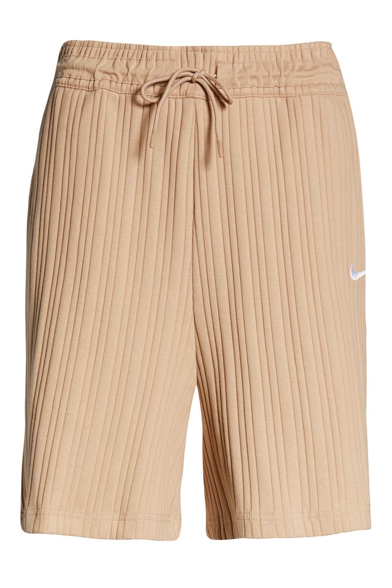 Sportswear Rib Longline Shorts, Alternate, color, HEMP/ WHITE