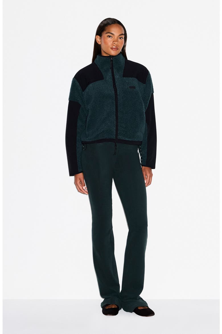 Faux Shearling Zip Jacket, Alternate, color, DARK TEAL