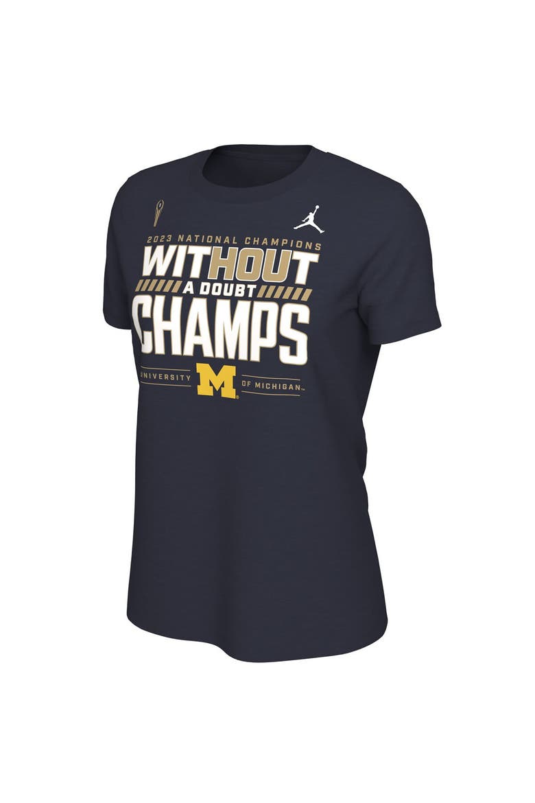 Women's Jordan Brand  Navy Michigan Wolverines College Football Playoff 2023 National Champions Locker Room T-Shirt, Alternate, color, Navy