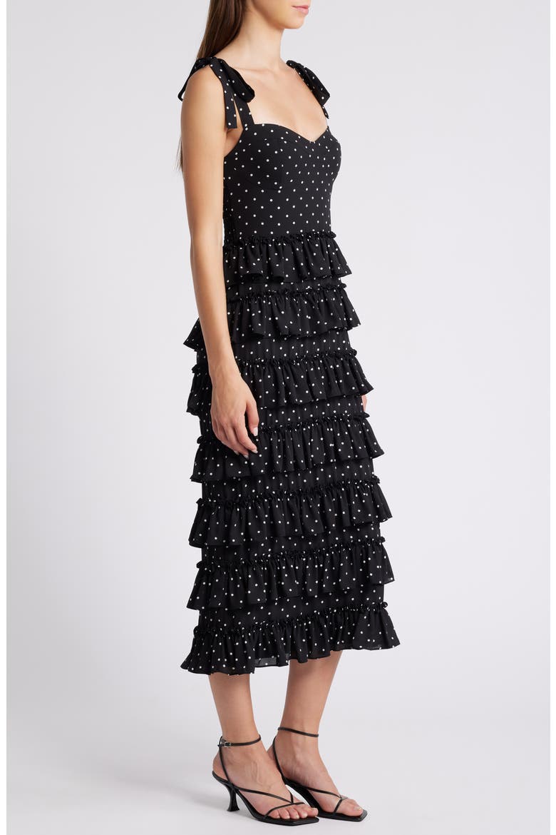 The Masie Polka Dot Tiered Dress, Alternate, color, BLACK POLKA DOT