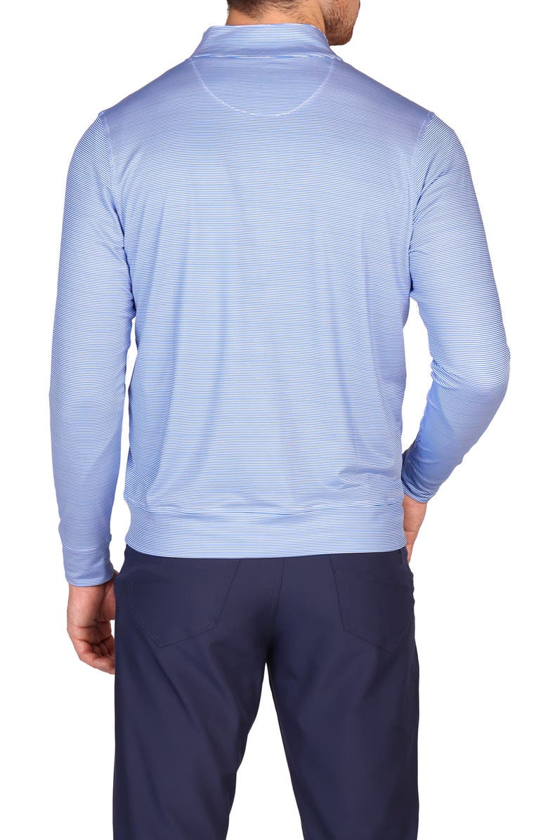 TailorByrd Stripe Print Long Sleeve Performance Quarter Zip Polo, Alternate, color, Blue