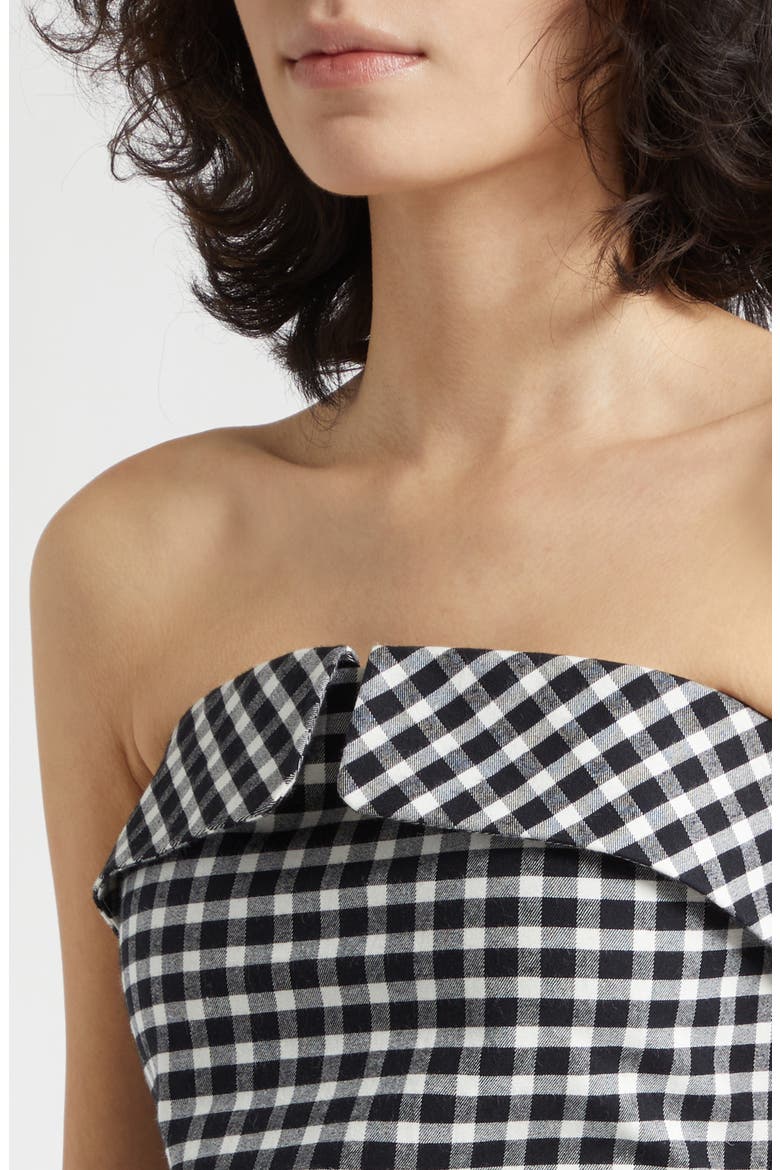 Chiara Strapless Stretch Cotton Top, Alternate, color, BLACK/ WHITE