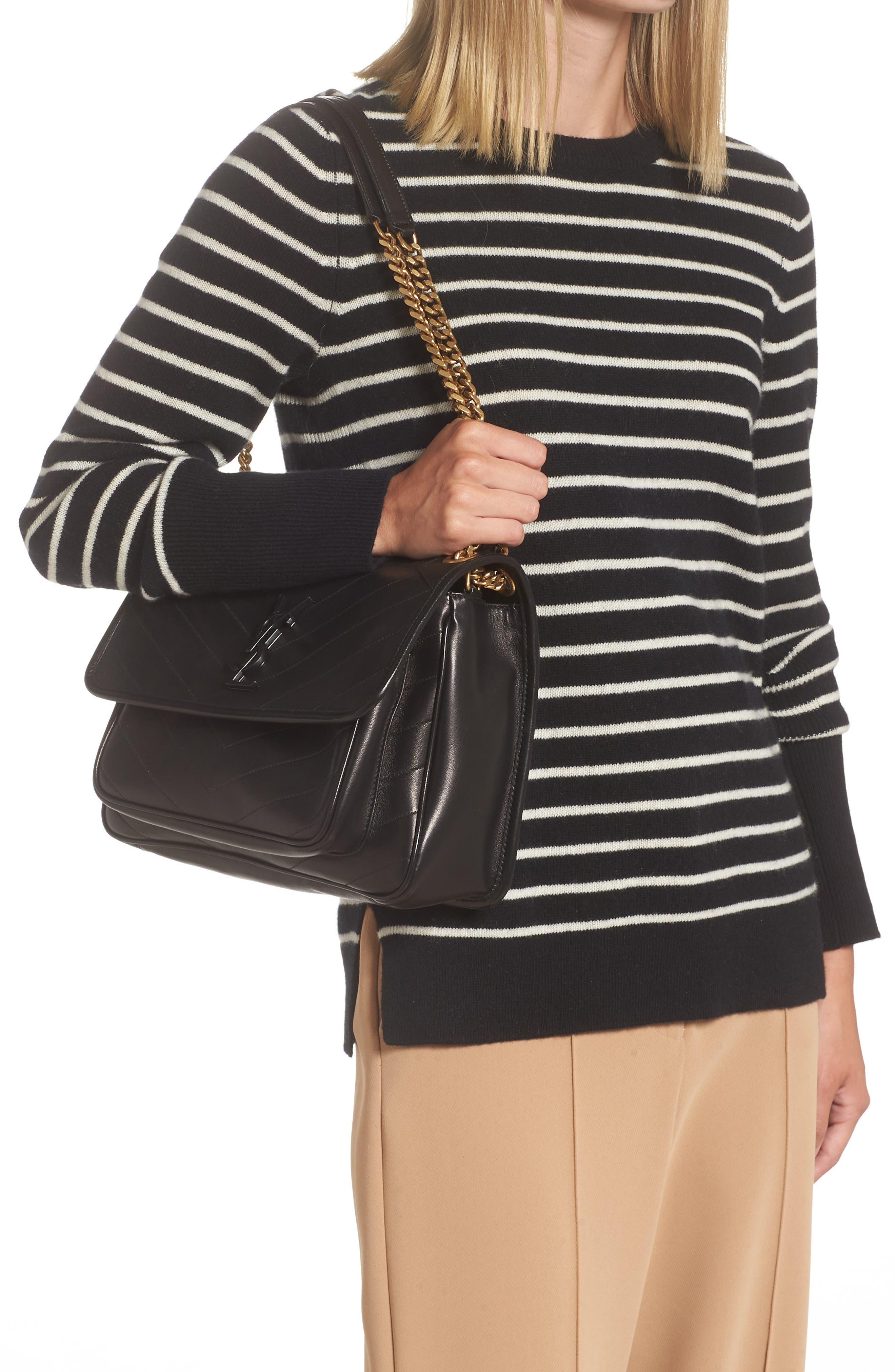 Saint Laurent Medium Niki Leather Shoulder Bag, Alternate, color, 