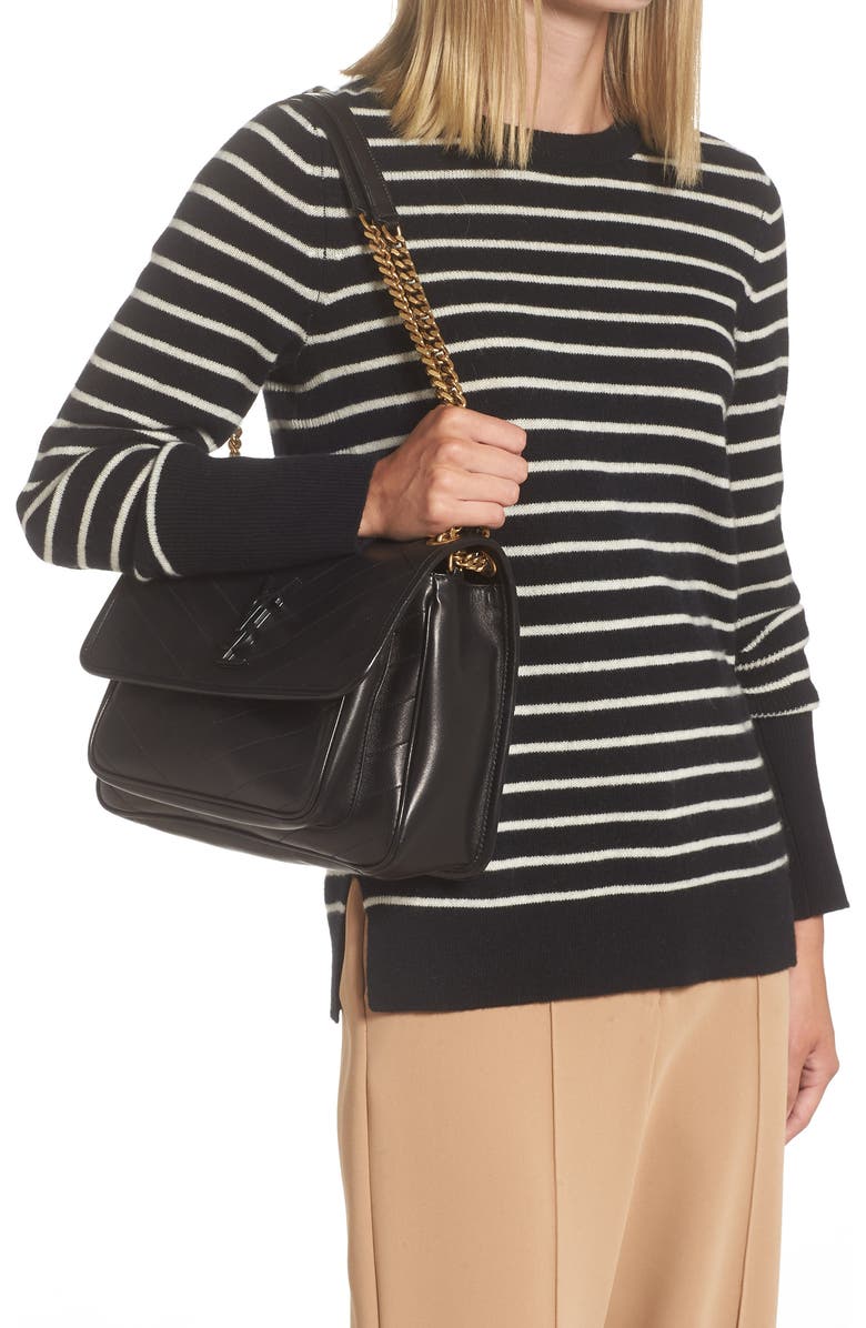 Saint Laurent Medium Niki Leather Shoulder Bag, Alternate, color,