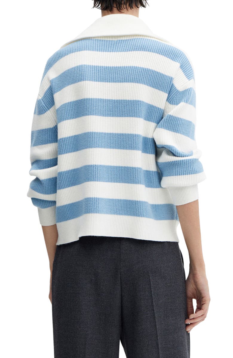 MANGO Stripe Rib Half Zip Sweater, Alternate, color, 