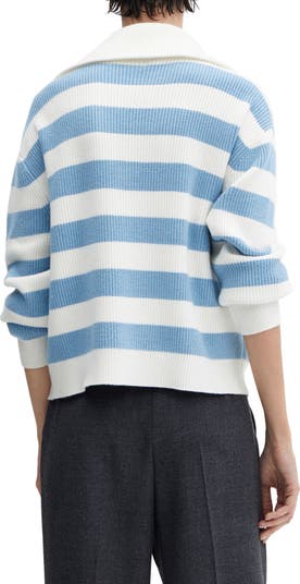 MANGO Stripe Rib Half Zip Sweater Nordstrom