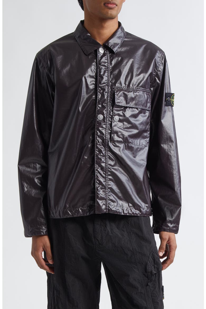 Coated Cotton Shirt Jacket, Main, color, CHARCOAL