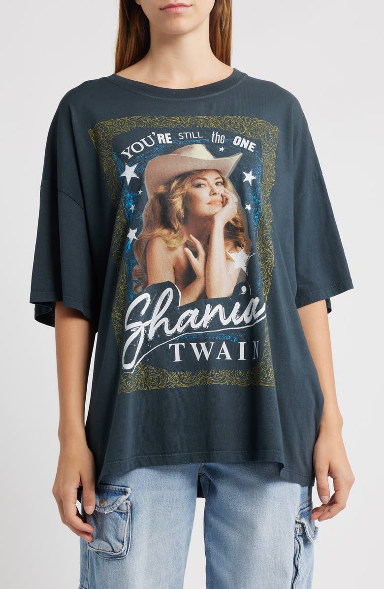 Daydreamer Shania Twain Still the One Cotton Graphic T-Shirt, Main, color, Vintage Black