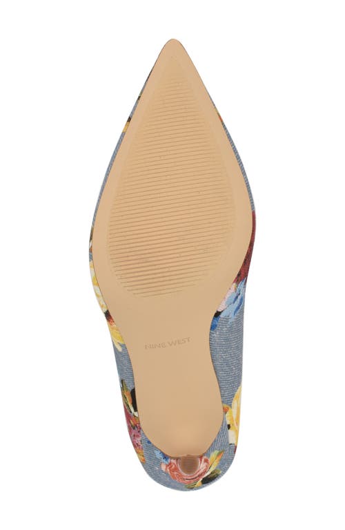 Nine West Fresh Pointed Toe Pump In Medium Blue Floral
