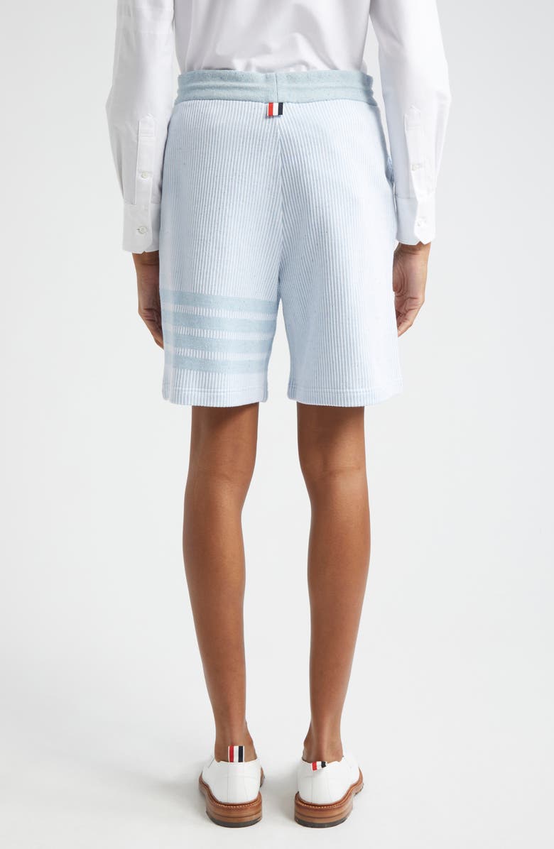 Thom Browne 4-Bar Stripe Cotton & Silk Knit Shorts, Alternate, color, Light Blue