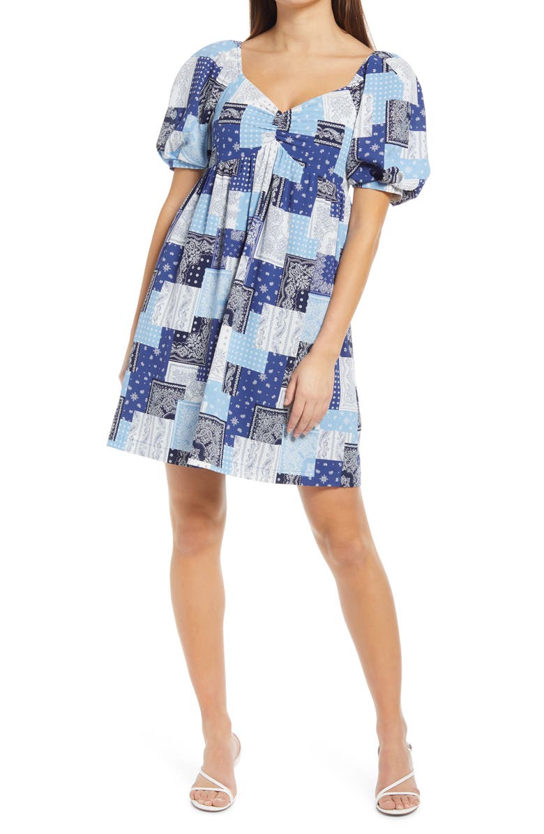 English Factory Patchwork Babydoll Dress, Main, color, 