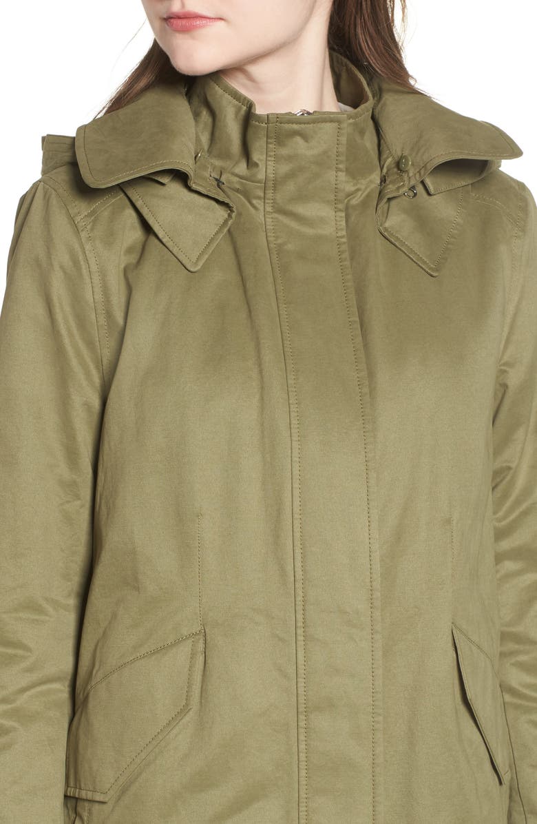 Derek Lam 10 Crosby Genuine Fox Fur Trim Cotton Blend Parka, Alternate, color, 