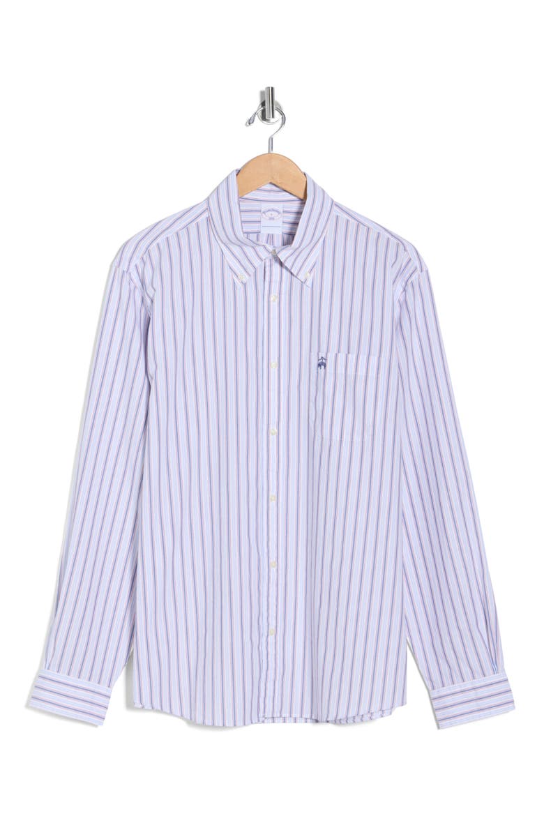Sport Fit Stripe Cotton Button-Down Shirt, Alternate, color, NAVYMULTISTP