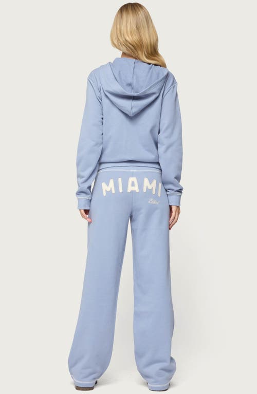 Edikted Miami Babe Front Zip Cotton Blend Hoodie In Blue