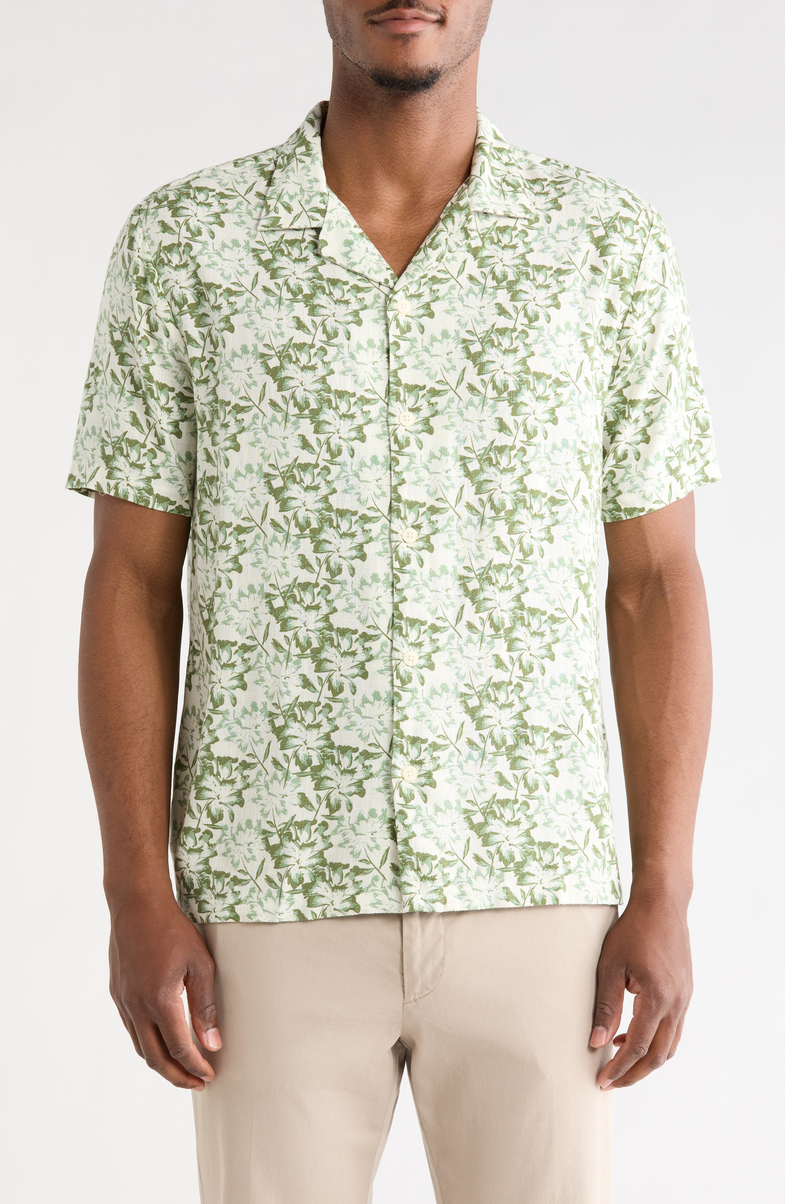 DENIM AND FLOWER Floral Short Sleeve Button-Up Shirt