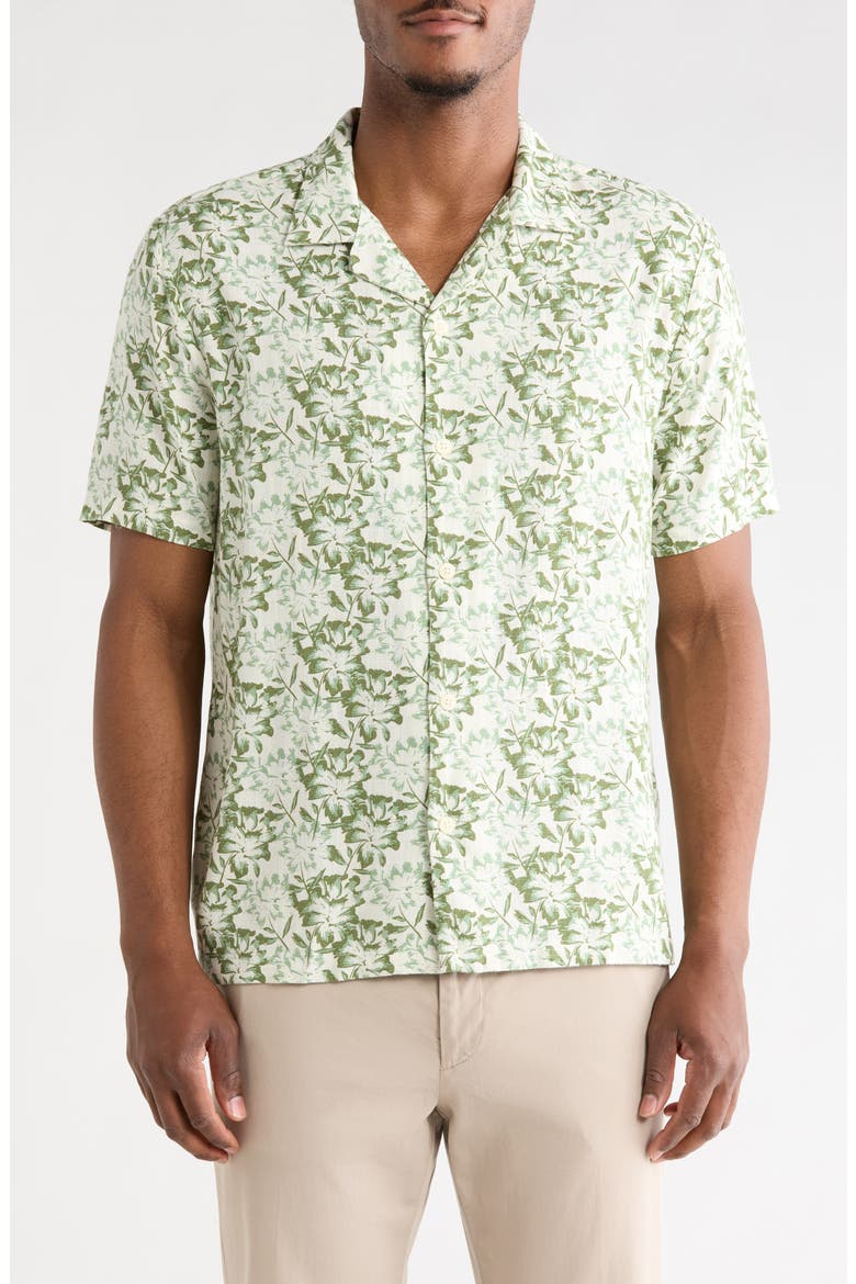 Floral Short Sleeve Button-Up Shirt, Main, color, OFF WHITE