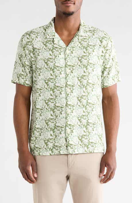 DENIM AND FLOWER Floral Short Sleeve Button-Up Shirt