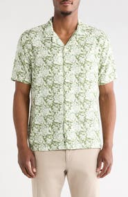 DENIM AND FLOWER Floral Short Sleeve Button-Up Shirt