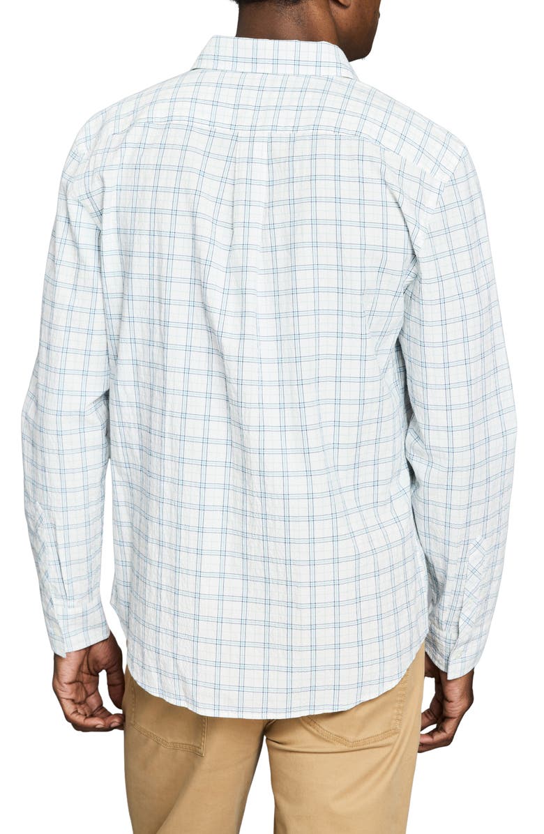 Billy Reid Seersucker Plaid Stretch Cotton Button-Up Shirt, Alternate, color, White