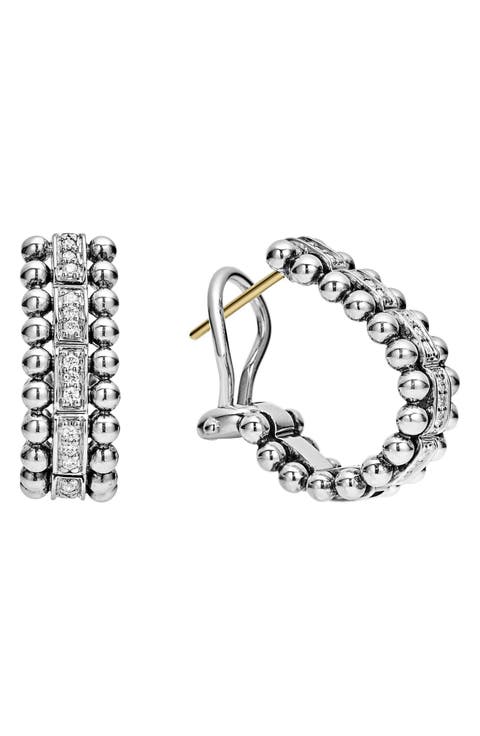 Caviar Spark Diamond Oval Hoop Earrings