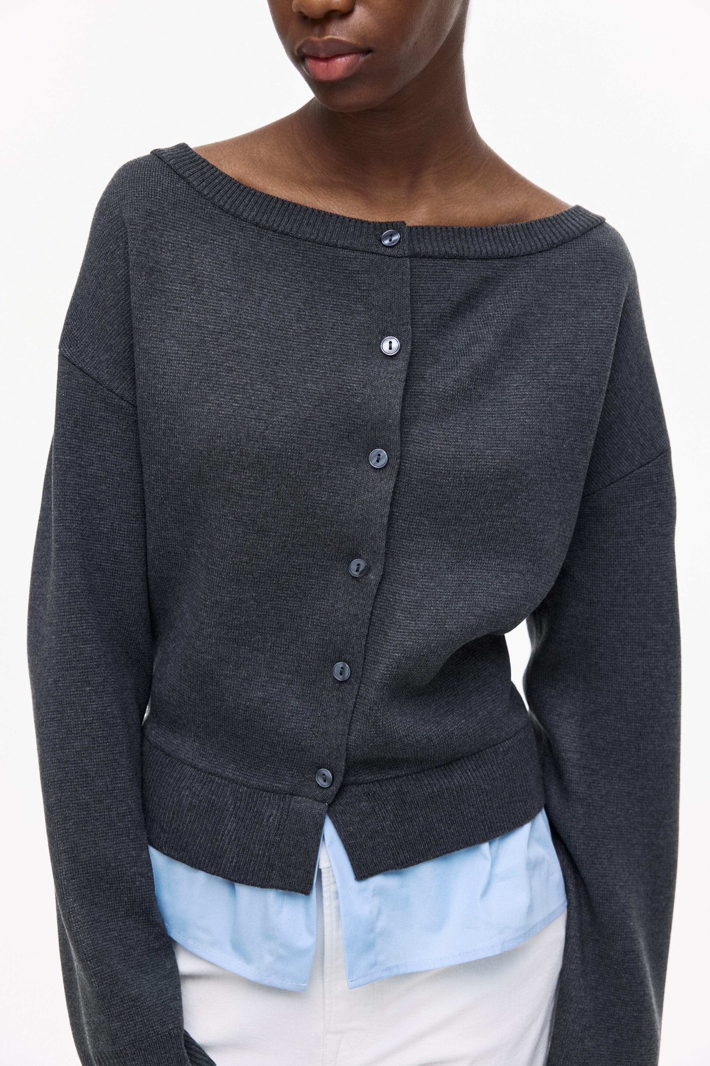 Layered Off-the-shoulder Cardigan - image 2