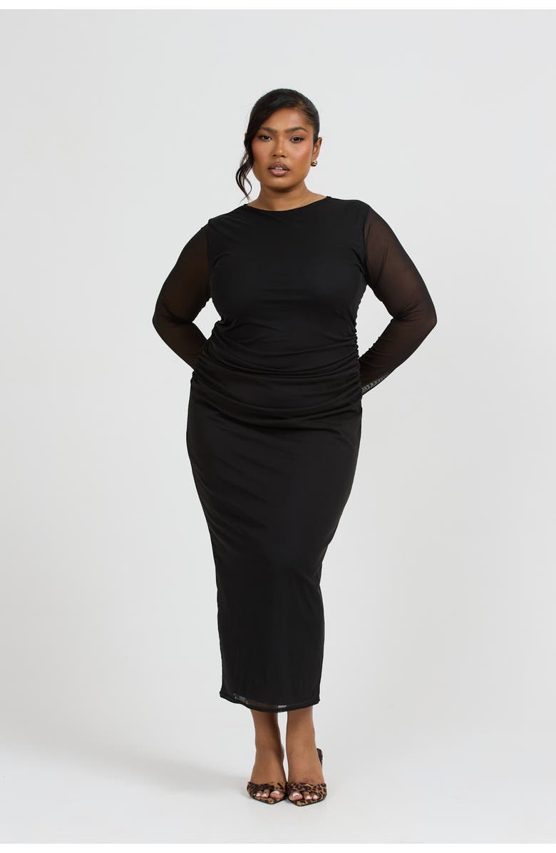 FASHION-SZN CURVE Curve Long Sleeved Midaxi Dress, Alternate, color, Black