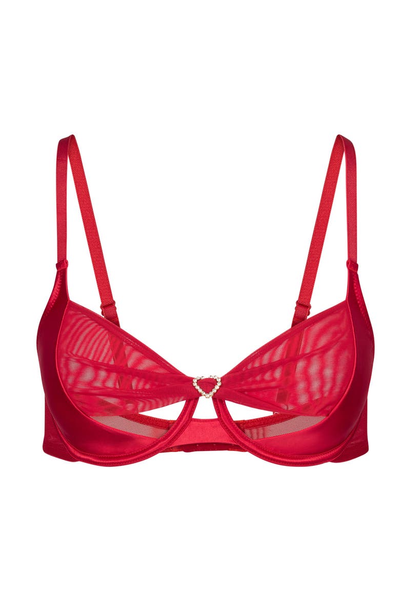Libi Unlined Demi Bra, Alternate, color, Dark red