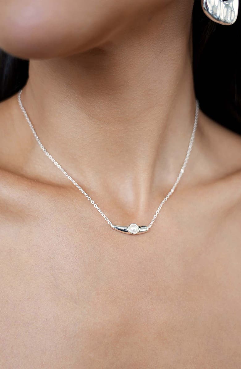 Ettika Liquid Faux Pearl Pendant Necklace, Alternate, color, Silver