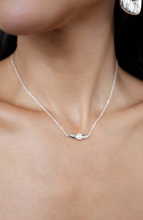 Ettika Liquid Faux Pearl Pendant Necklace In Silver