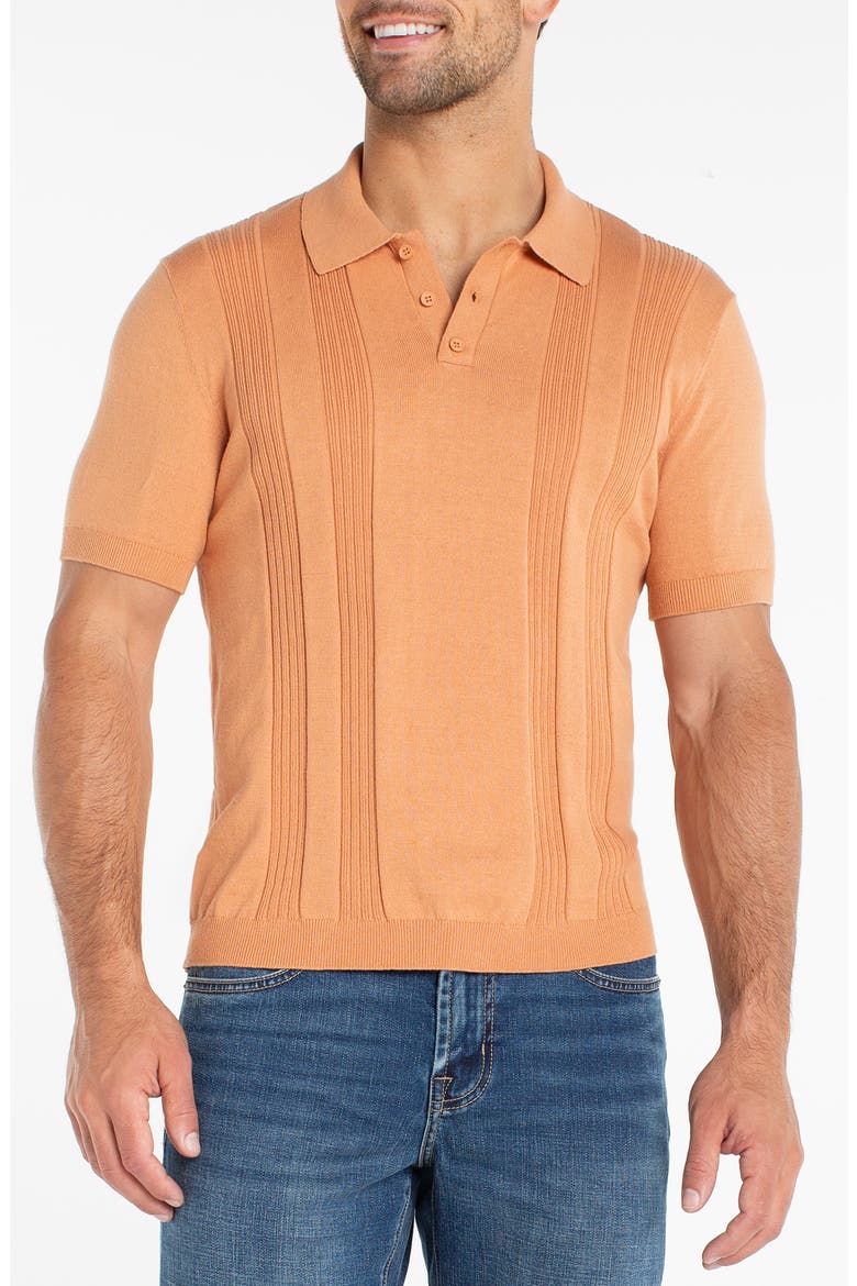 Rib Cotton Polo Sweater, Main, color, CLAY