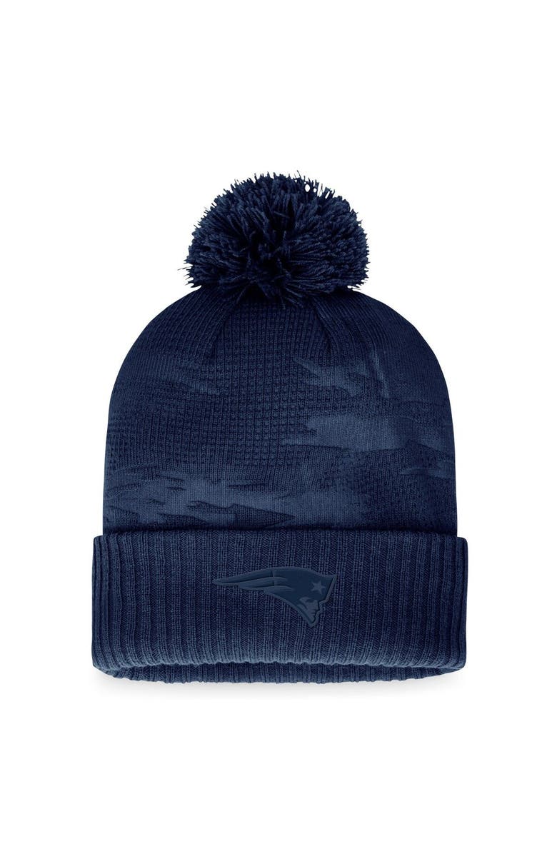 FANATICS Men's Fanatics Branded Navy New England Patriots Iconic Camo Cuffed Knit Hat with Pom, Main, color, 