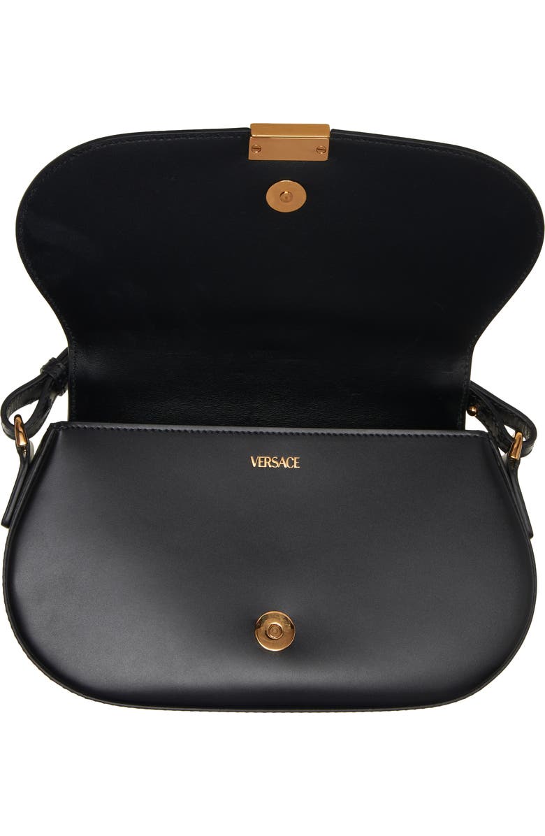 Versace Medium Greca Goddess Leather Shoulder Bag, Alternate, color, Black-Versace Gold