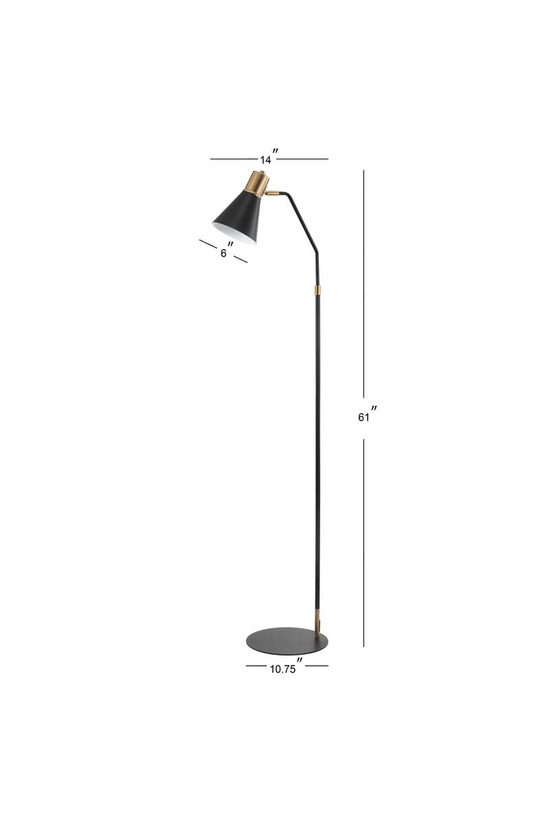 JONATHAN Y Apollo Modern Metal LED Task Floor Lamp, Alternate, color, Black/Brass Gold