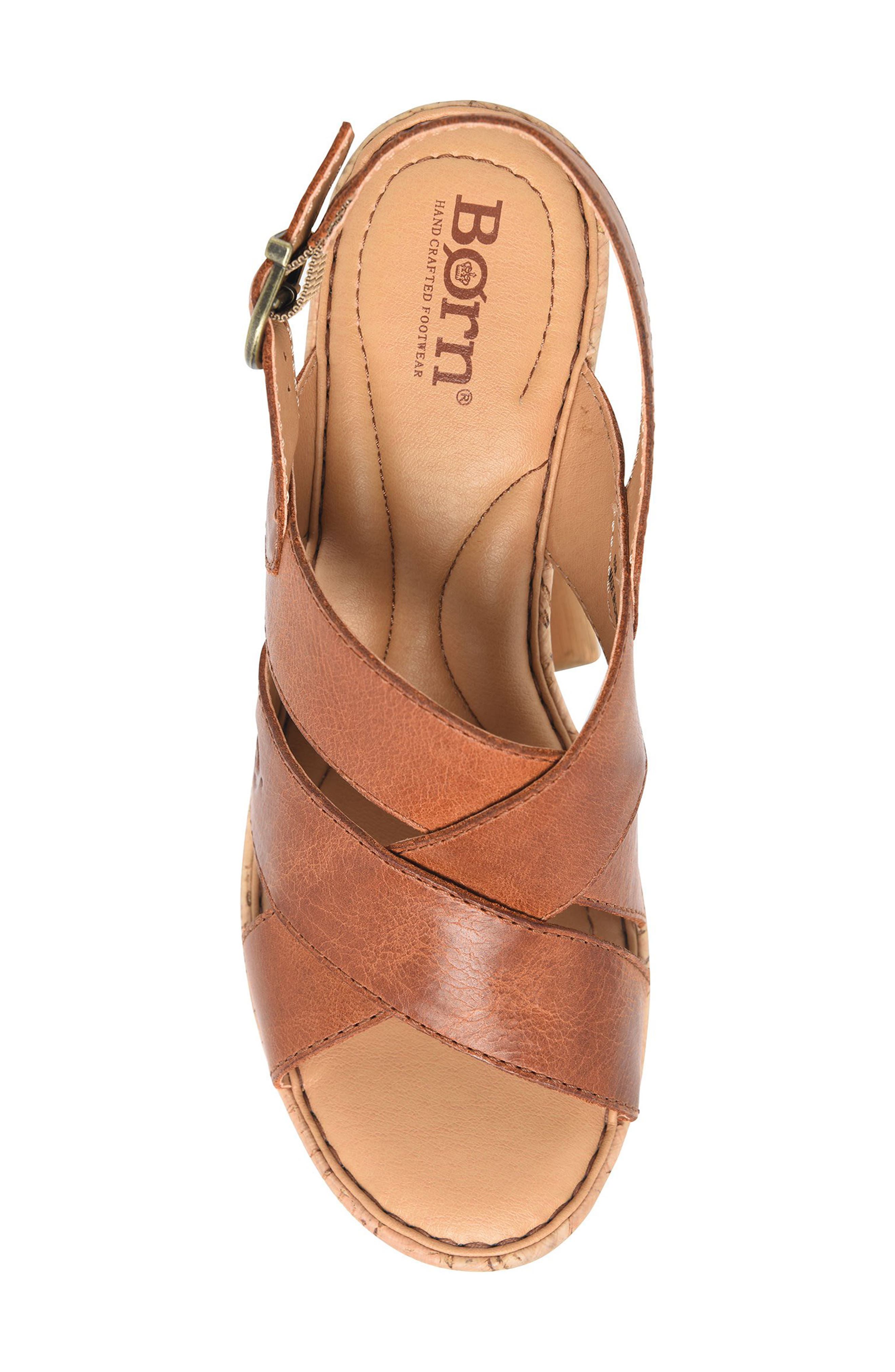 Børn Sami Cork Wedge Sandal, Alternate, color, Brown Leather