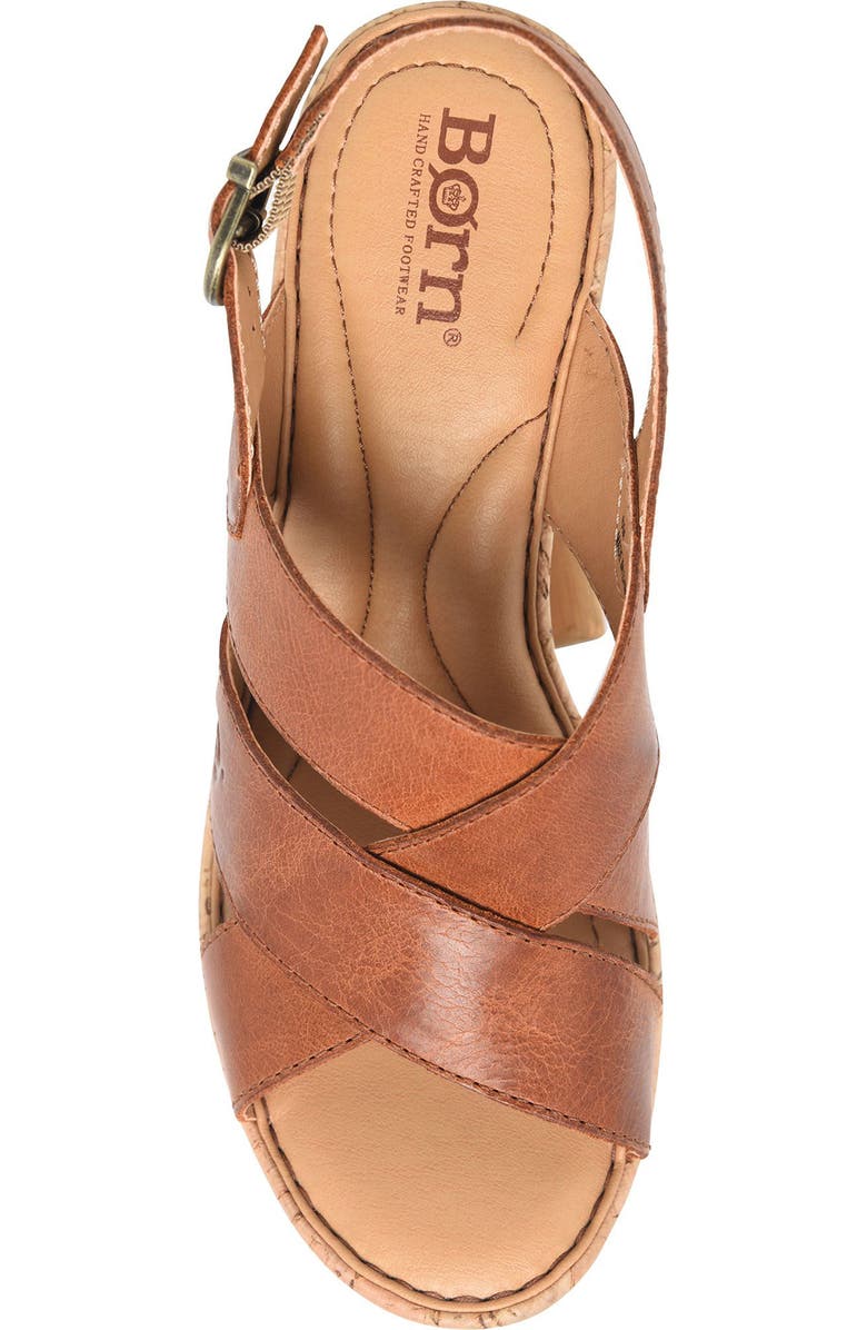 Børn Sami Cork Wedge Sandal, Alternate, color, Brown Leather