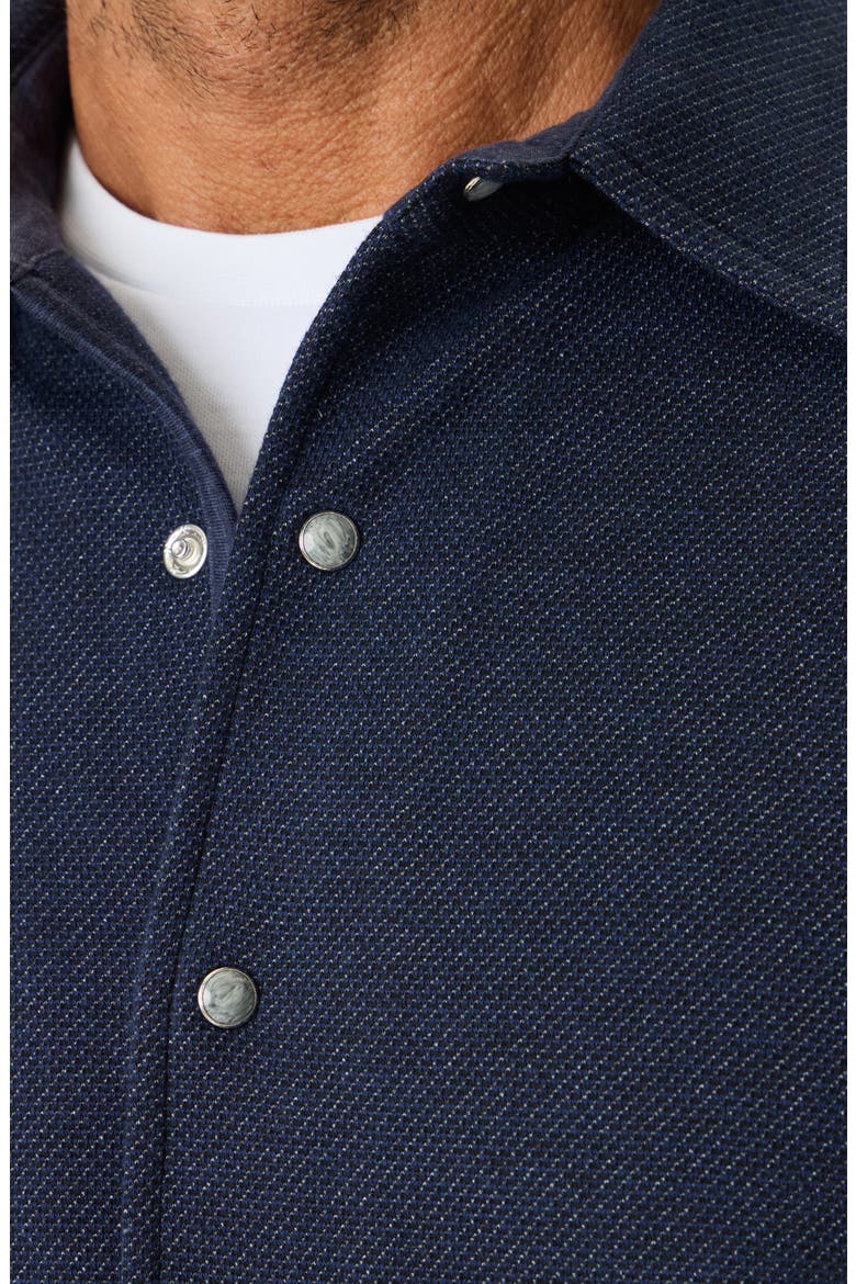Verano Cotton Blend Piqué Snap-Up Shirt Jacket, Alternate, color, NAVY
