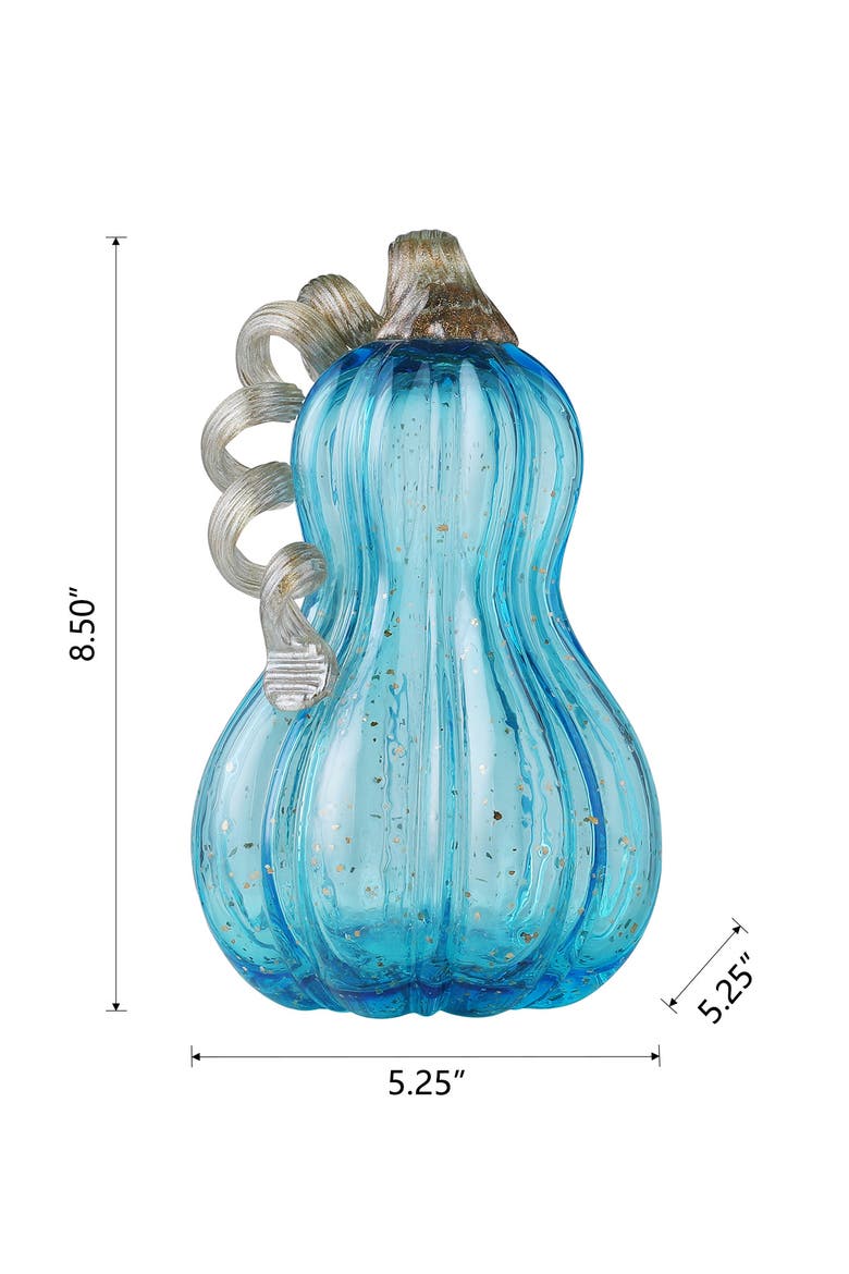 Fall Glass Gourd Pumpkins with Glitter, Alternate, color, Blue