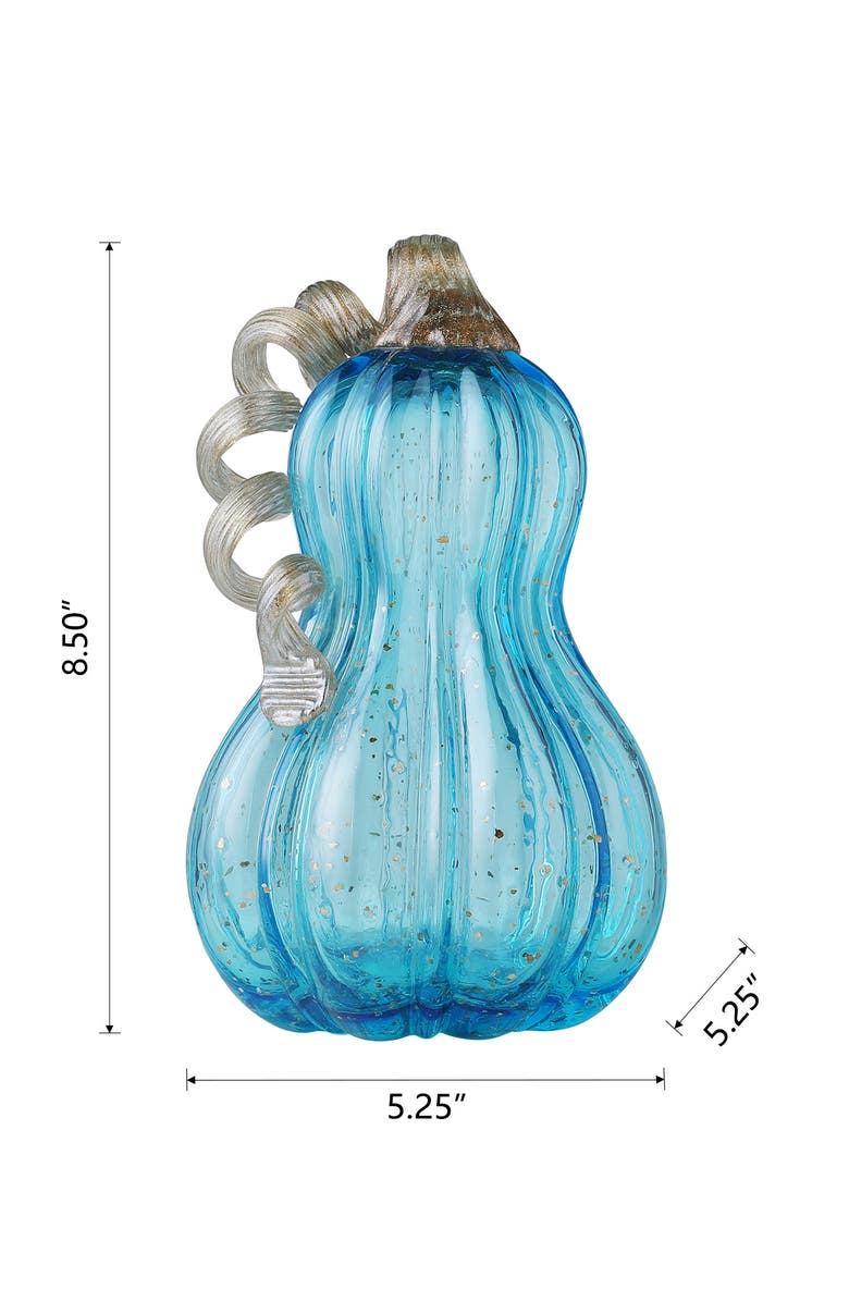Glitzhome Fall Glass Gourd Pumpkins with Glitter, Alternate, color, Blue