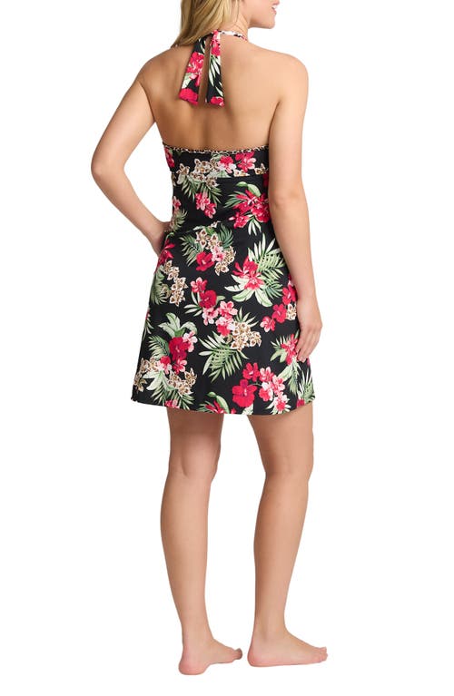 Tommy Bahama Lily Cat Halter Neck Cover-up Spa Minidress In Black