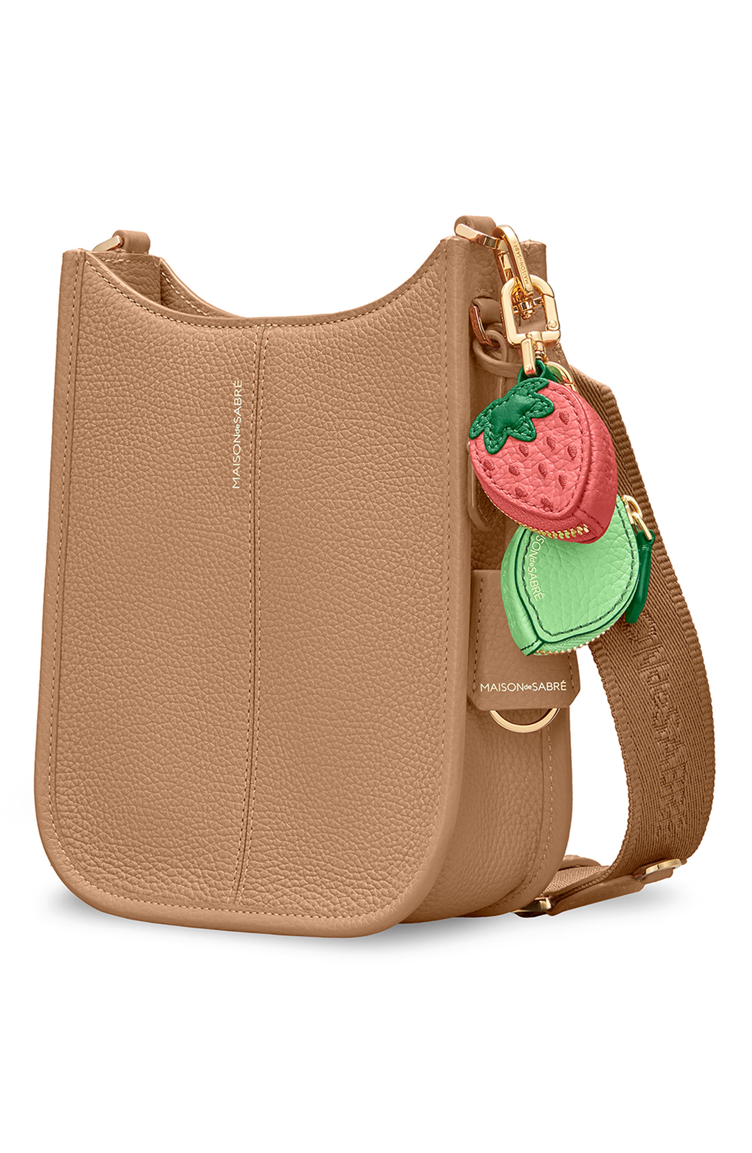 Leather Mini Saddle Bag, Alternate, color, Sandstone Brown
