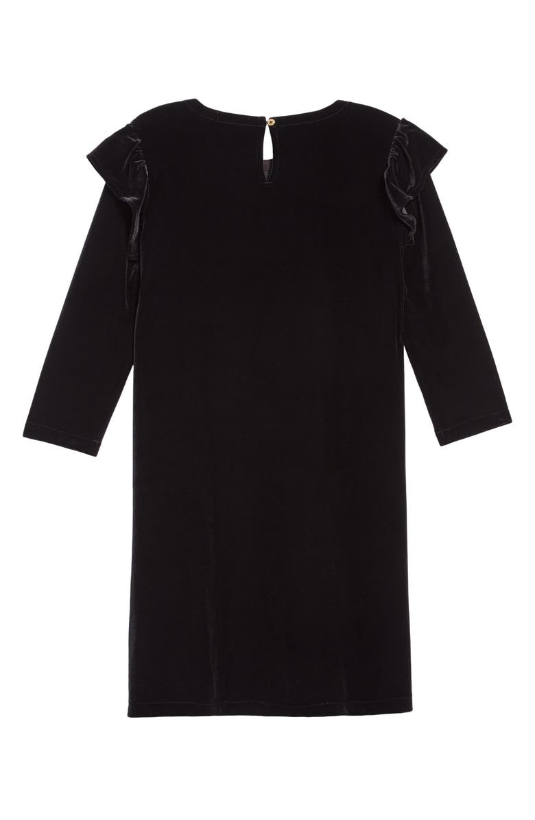 crewcuts by J.Crew Ruffle Trim Stretch Velvet Dress, Alternate, color, 