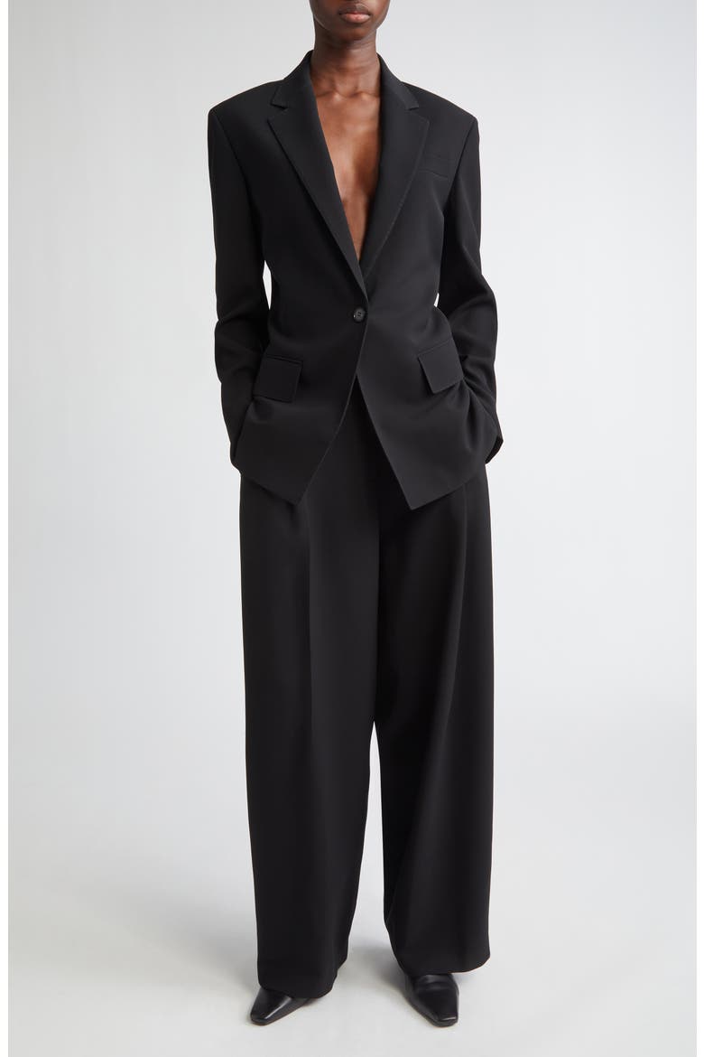 Structured Shoulder Fitted Responsible Finesse Crepe Blazer, Alternate, color, BLACK