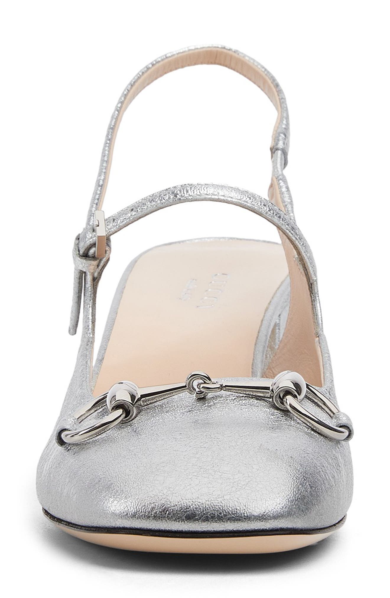 Gucci Horsebit Metallic Mary Jane Slingback Pump, Alternate, color, 040 Argento