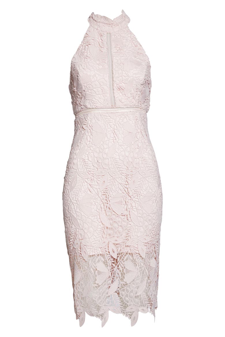 willow midi dress bardot Bardot Willow Floral Lace Dress in Light Pink